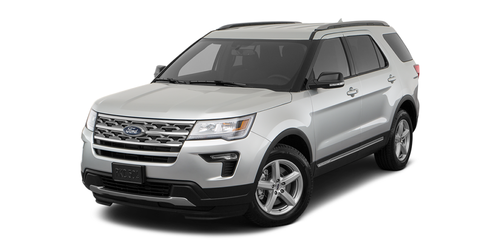 silver Ford Explorer on a blank background