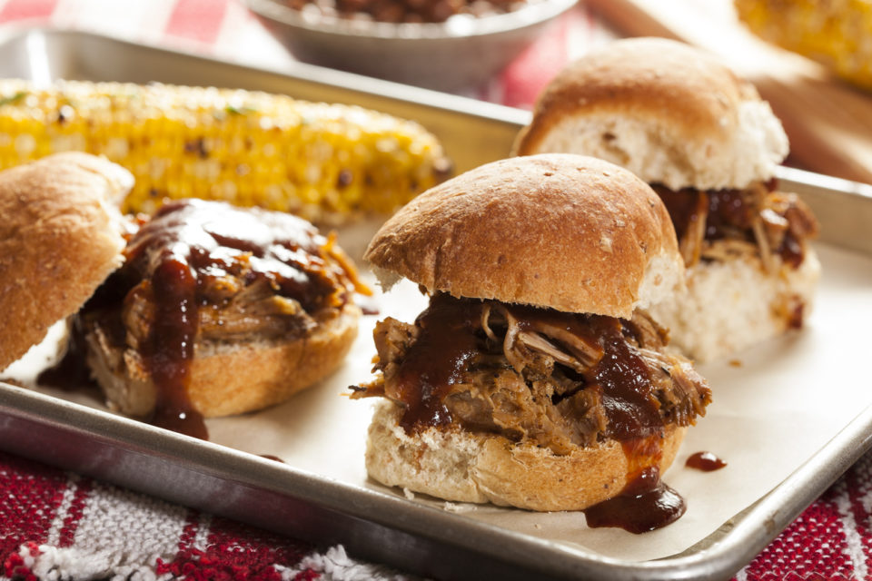 Smoked Barbecue Pulled Pork Sliders with Sauce